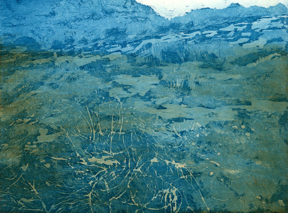 Landschaft türkis15x20 cm