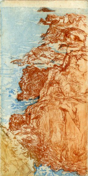 Sonne auf den Felsen10x5 cm