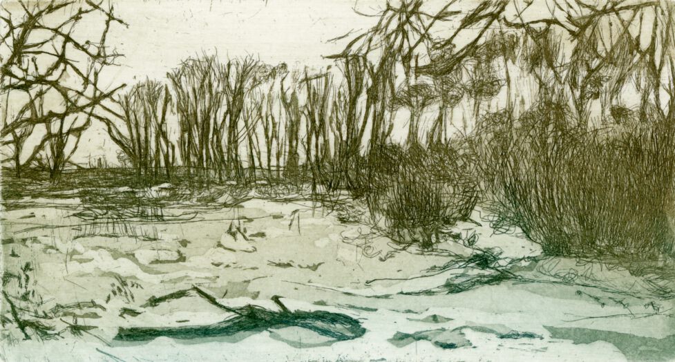 Bach im Winter 9x17 cm